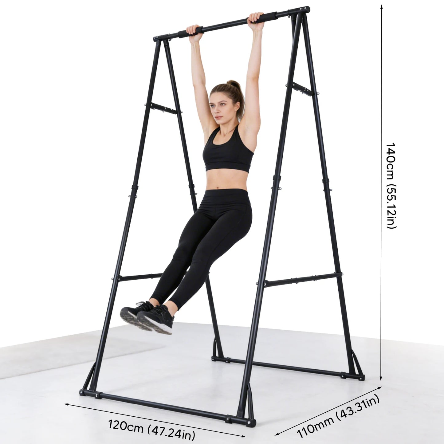 Foldable Free Standing Pull Up Bar Stand Adjustable Pullup Fitness Equipment for Home Gym Strength Training