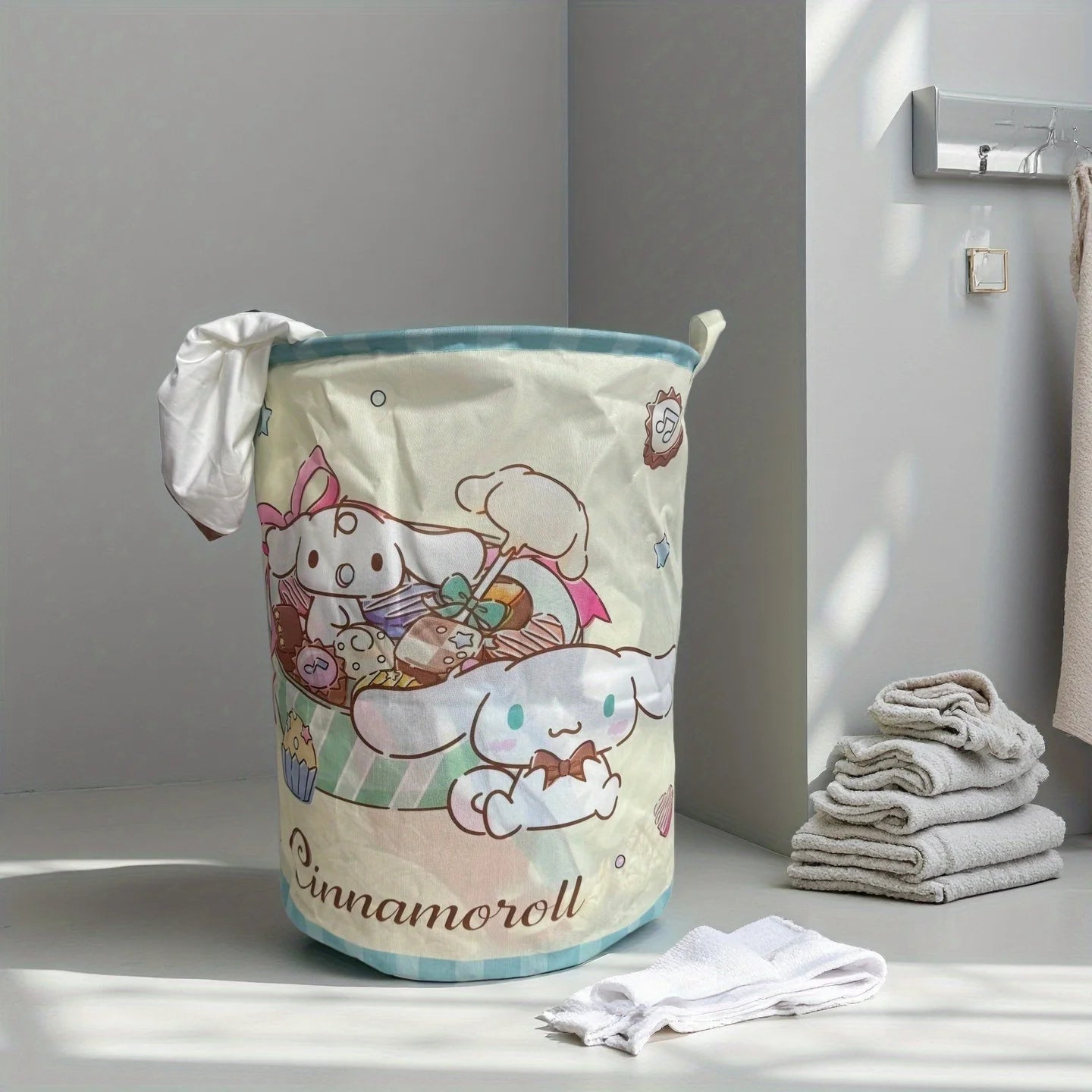 Sanrio Laundry Basket - Cartoon Folding Storage Basket, Sturdy Handle, Portable, Can Store Dirty Clothes and Toys, Durable