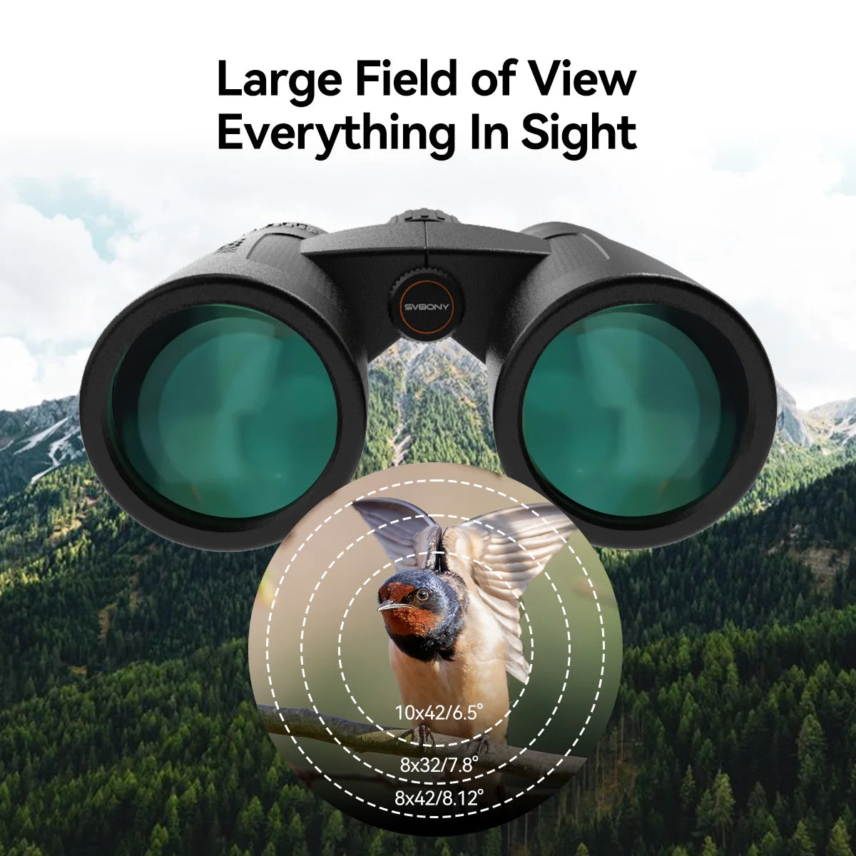 Svbony SV202 Upgraded ED Binoculars 8x32/8x42/10x42 Wide Field of View IPX7 Waterproof Fogproof Bak4 Prism for Bird Watching