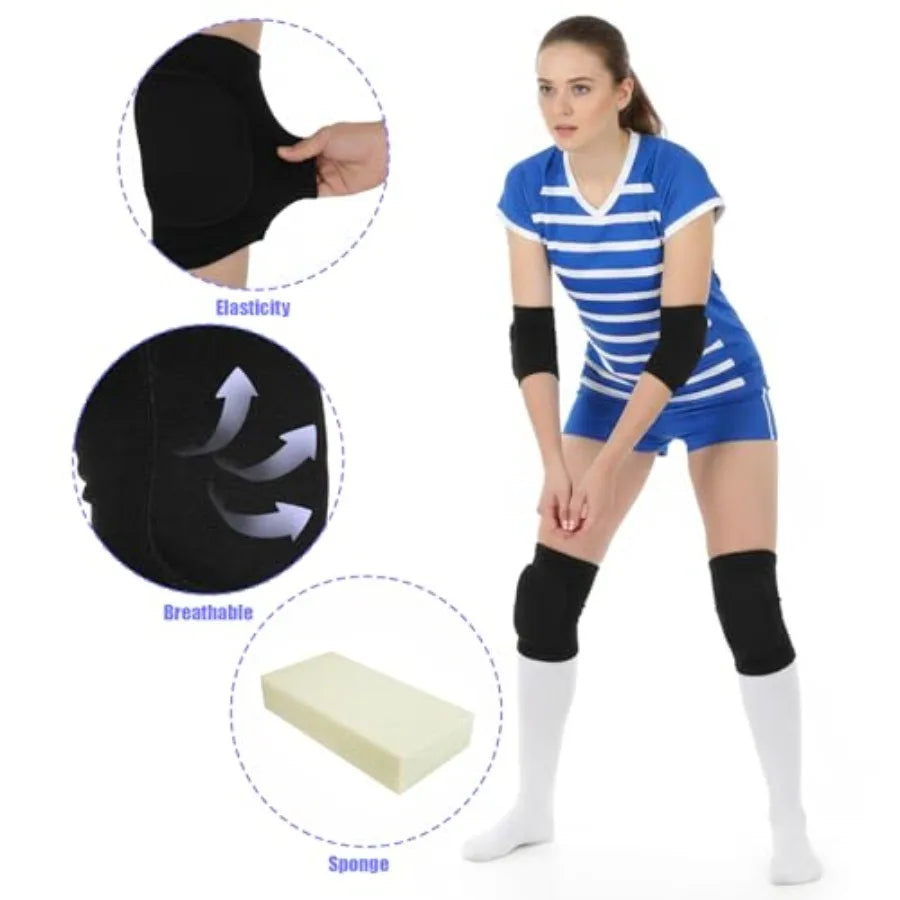 2 Set Volleyball Elbow Pads and Knee Brace Arm Sleeves with Protection Pad Volleyball Essential Accessories for Women Men Baske