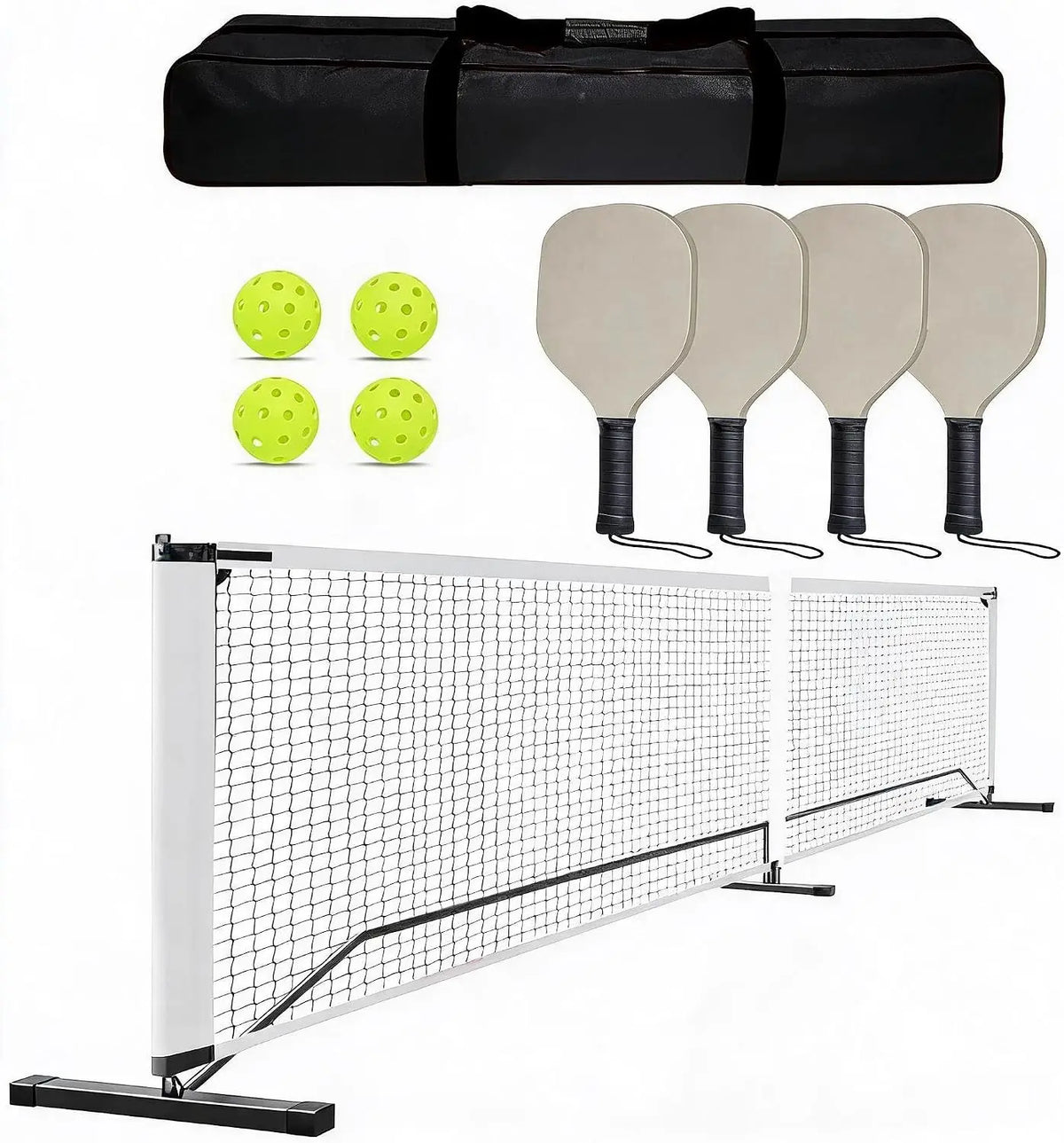 Tacleekii Outdoor Pickleball Net System 22FT Regulation Net for Driveway, Backyard, Park, Beach & Camping, Heavy Duty Metal Frame, Portable, Easy Setup, Includes 4 Paddles & Carry Bag