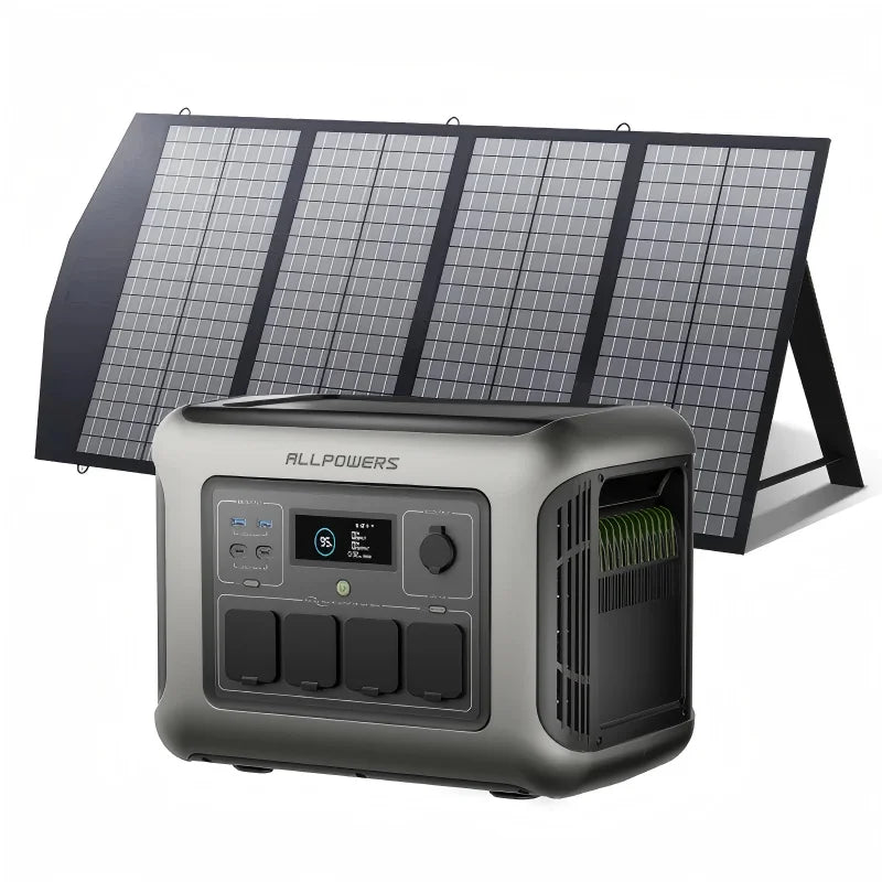 ALLPOWERS R1500 LITE Portable Power Station with Solar Panel 100W 200W 1056Wh LiFePO4 Battery Solar Generator for Outdoor RV