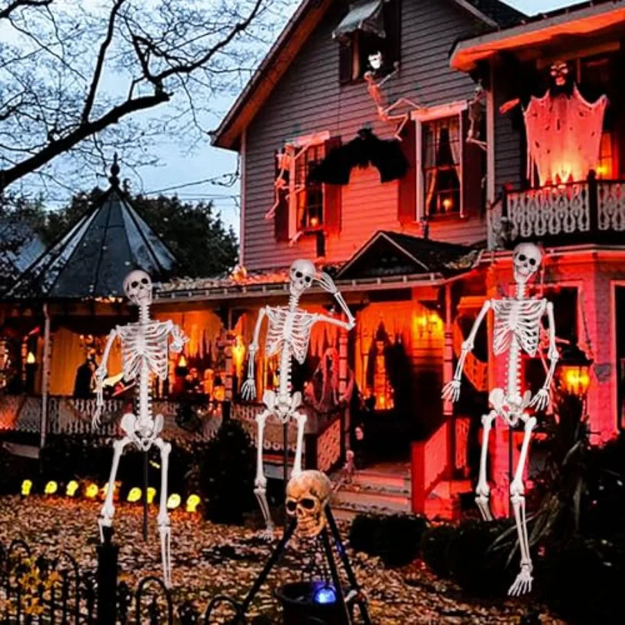 Halloween Giant Skeleton, Large Realistic Full Body Skeleton with Movable Joints for Halloween Party Haunted House Indoor Outdo