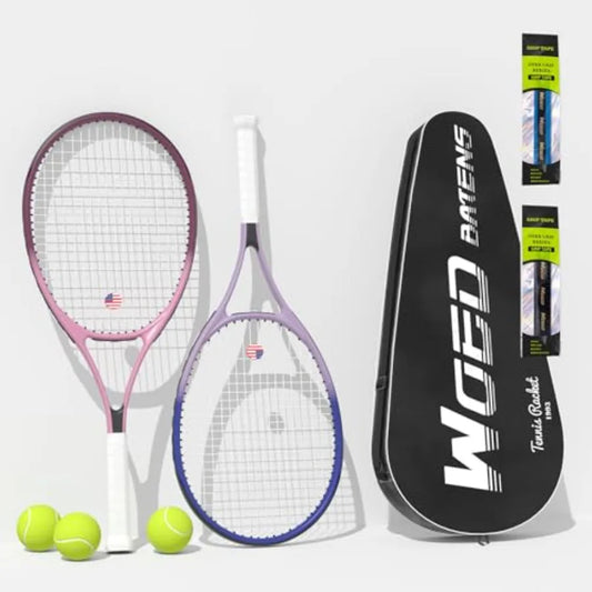 Tennis Rackets for Adults 27 Inch Tennis Racquets Set Included Tennis Racket Tennis Balls Overgrips Vibration Dampers Tennis Ba