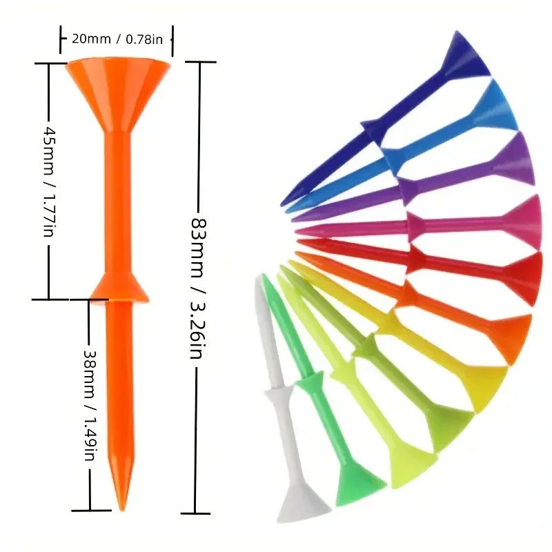 50pcs 83mm 3 1/4 Inch Golf Ball Tees Mixed Color Durable PVC Golf Nails Reduce Friction for Practice Training Accessories