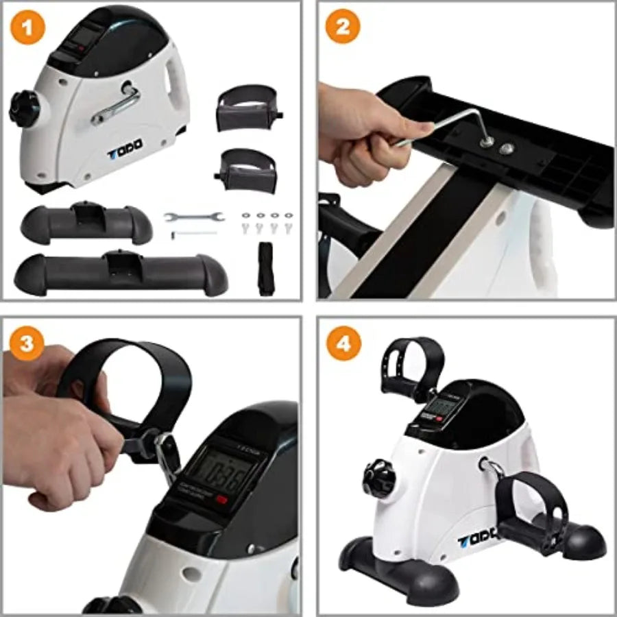 Portable Mini Exercise Bike Pedal Exerciser with Digital Monitor for Home Therapy Compact Design Lightweight Aluminum Frame Bla