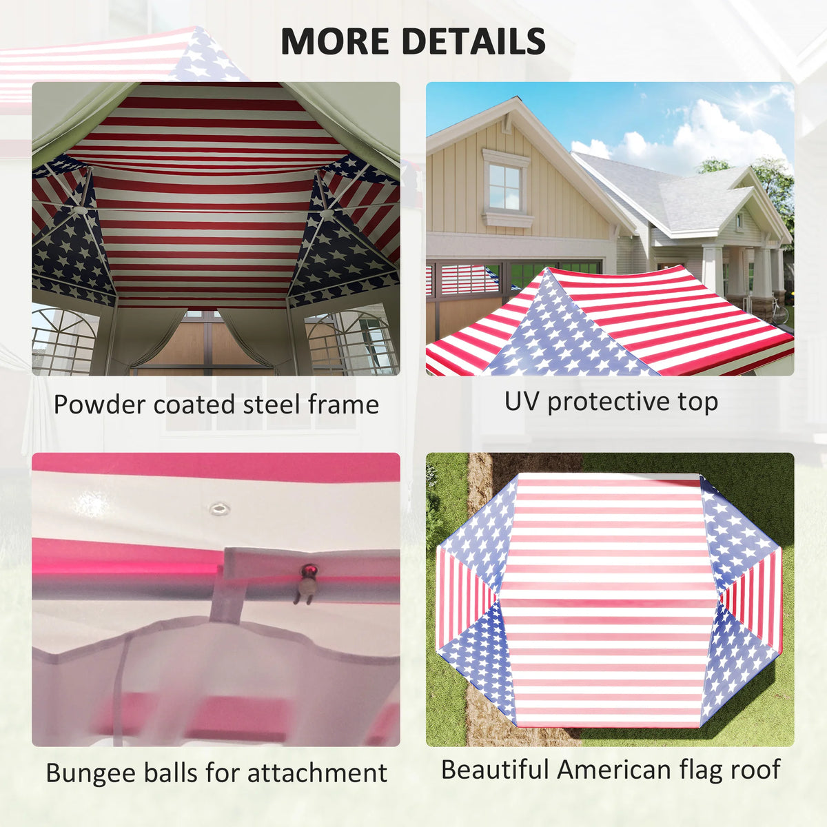 22.3 x 16.4ft Party Tent Wedding Tent w/ 6 Windows, American Flag