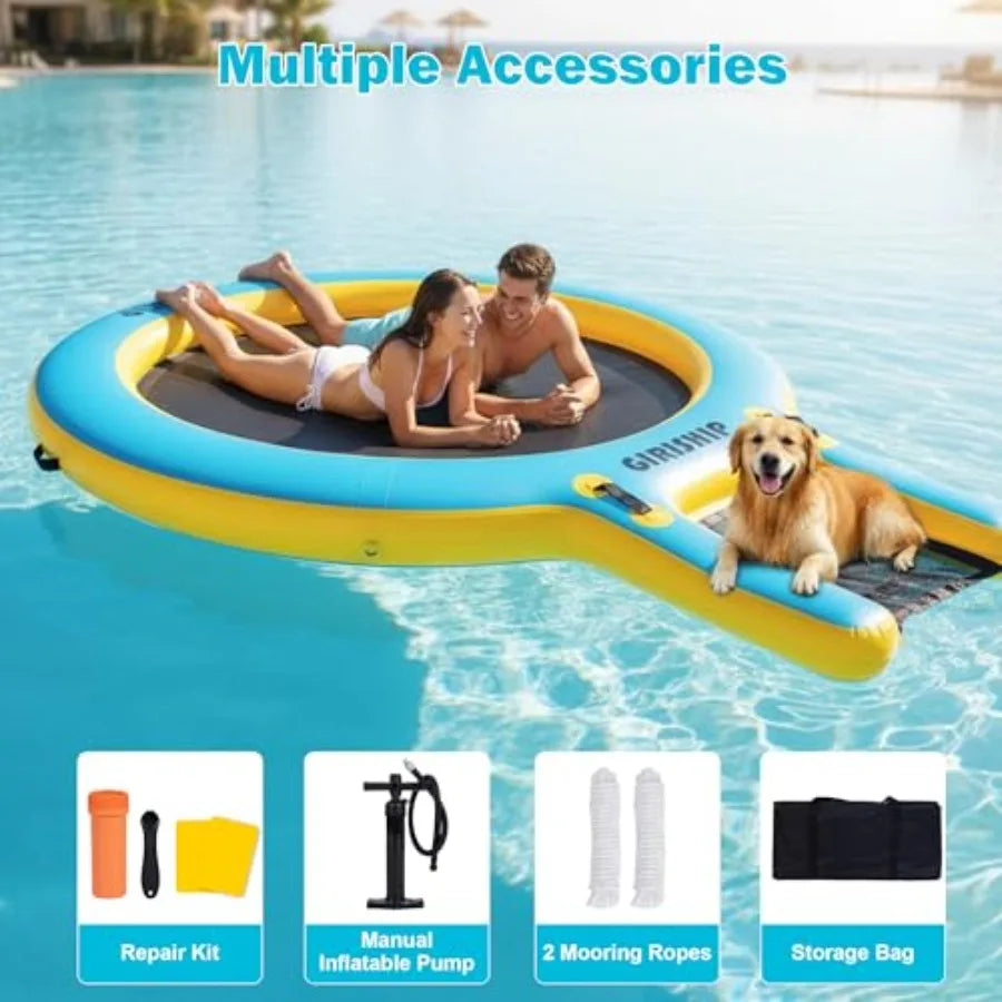 6/8/10FT Inflatable Water Hammock Round Floating Ring Inflatable Floating Dock for Lakes and Pools Pool Hammock Lake Floats for