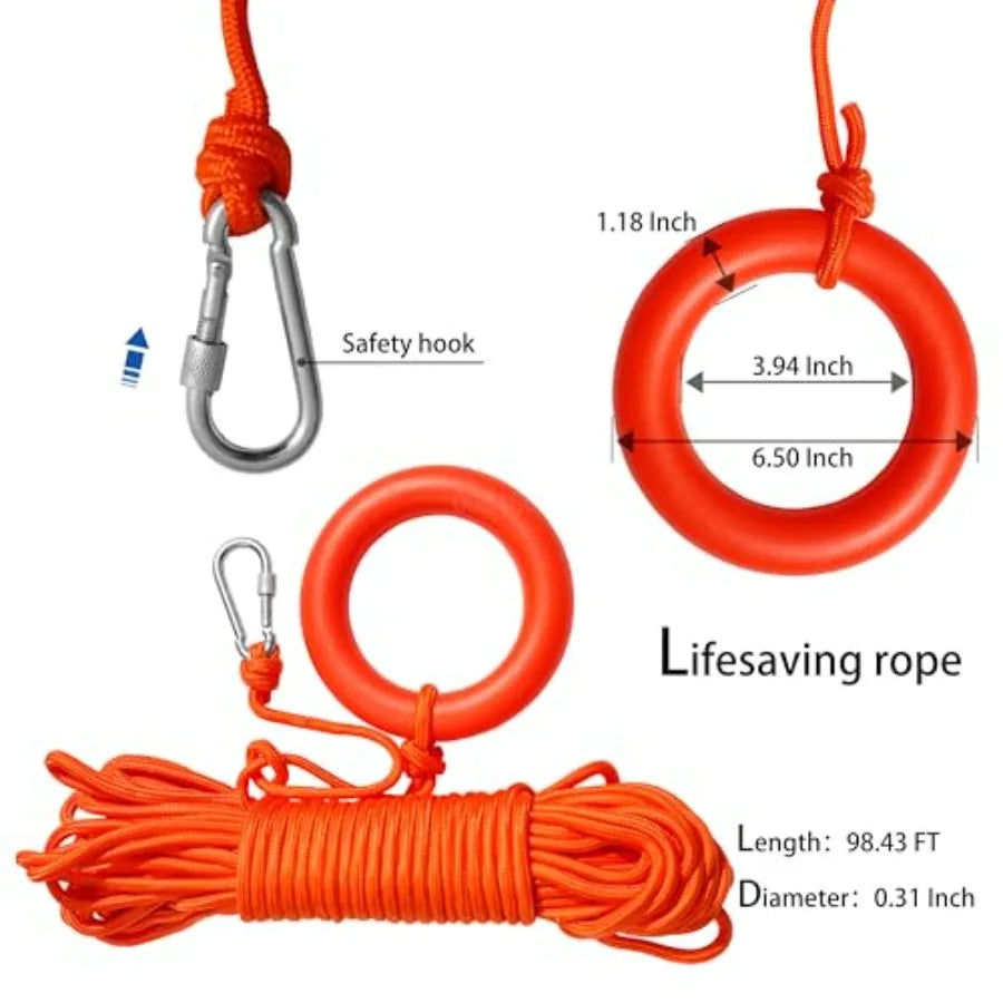 Boat Safety Throw Ring Life Rings for Boats with Water Floating Lifesaving Rope 98.4FT 1.5KG/ 2.5KG International Standard Boat