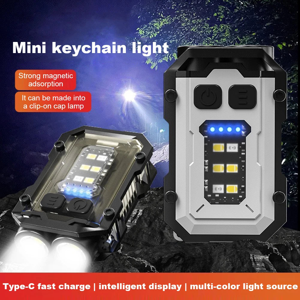 High Bright Flashlight USB Charging Super Bright Torch 180LM Portable Keychain Light Multifunctional for Camping Fishing Walking