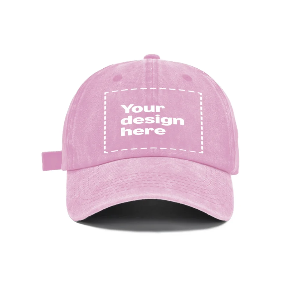 Personalized Vintage Washed Baseball Cap, Custom Name Logo Text Dad Hat, Adjustable Casual Hat for Men Women, Printed in USA