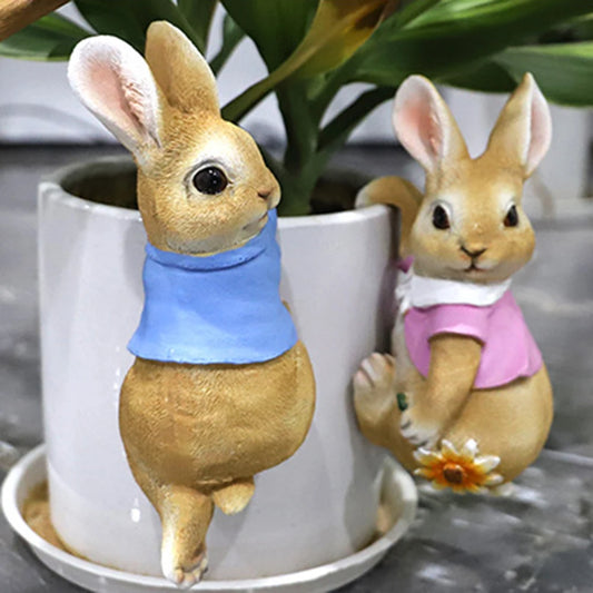 Cute Rabbit Figurine Decoration Resin Landscape Crafts Craft Cute Rabbit Bunny for Garden Flowers Pot Garden Easter Decor