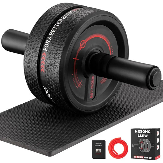 Roller Wheel for Men/Women Abdominal Training with Widened 3.4 Rubber Tread Upgraded Grip Supports Up to 490 lbs Black