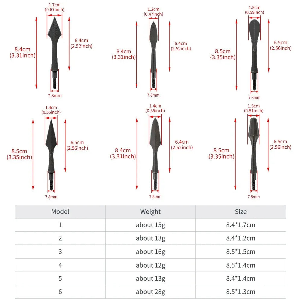 Archery Arrowheads 6Pcs, High Carbon Steel Durable Broadheads, Sharp Target Tips for OD 7.8mm Arrow Shaft, Perfect for Shooting Practice & Outdoor Use Accessories
