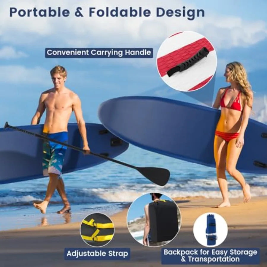 Inflatable Stand Up Paddle Board for surf and calm water use PVC material blue color ultra-stable 10 x 30 design with anti-slip