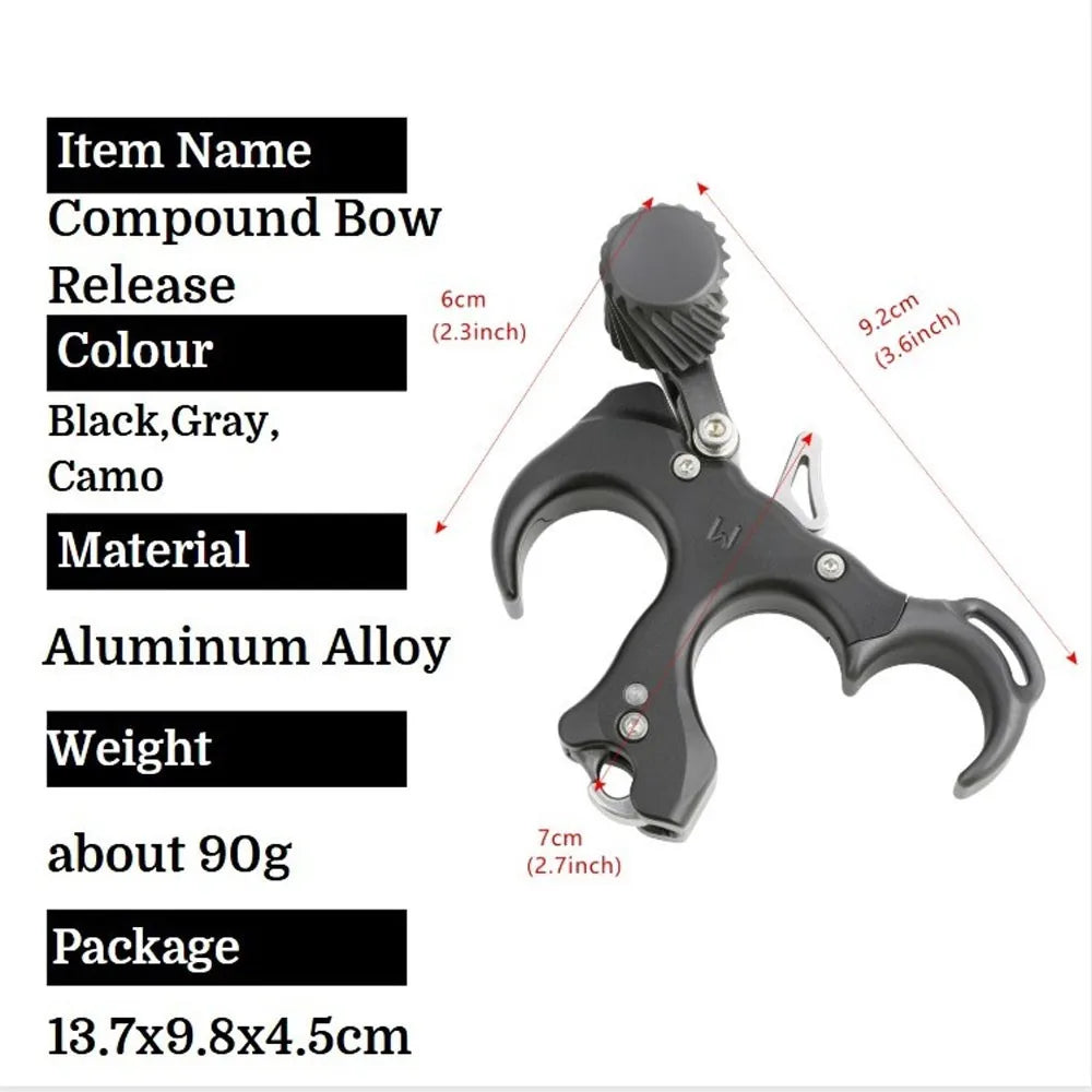 Bow Release Aid, 3/4 Finger Adjustable Grip, Smooth Thumb Trigger for Compound Bow, Target Practice & Outdoor Shooting Accessories