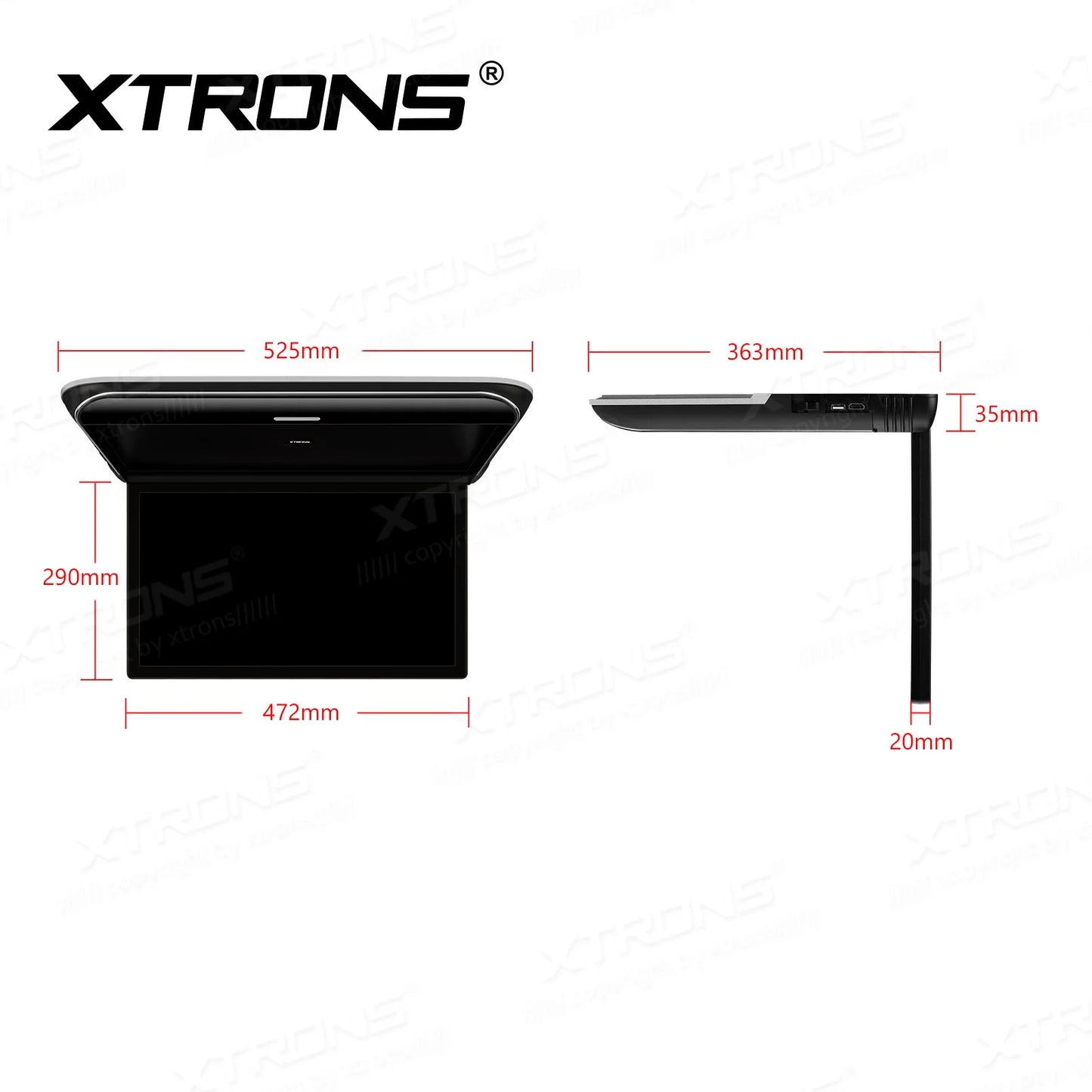 XTRONS 19.5" Car Roof Monitor with HD Digital TFT Screen Ultra-thin  Car TV Player with Speaker Support 1080P Video USB AV Input