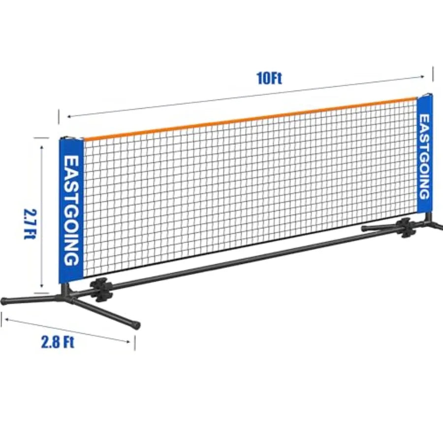 10 ft Mini Portable Soccer Tennis Net Pickleball Net System with Carrying Bag for Driveway Backyard. Easy Assemble Beach Tennis