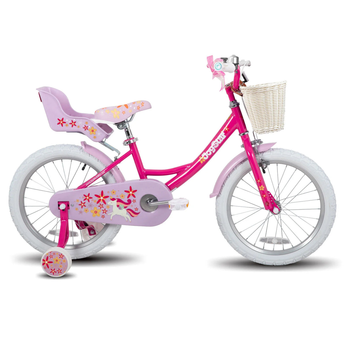 JOYSTAR Unicorn Girls Bike for Kids Ages 2-9,Kids Bike with Training Wheels, Streamers, Basket and Doll Seat