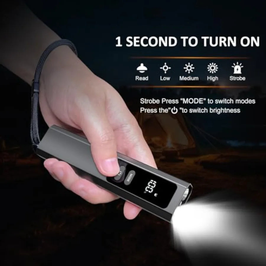 5IN1 EDC Flat Flashlight with Beam, 1000 Lumen Rechargeable Pocket Magnetic Work Light with UV Light, Side Light and Warning Li