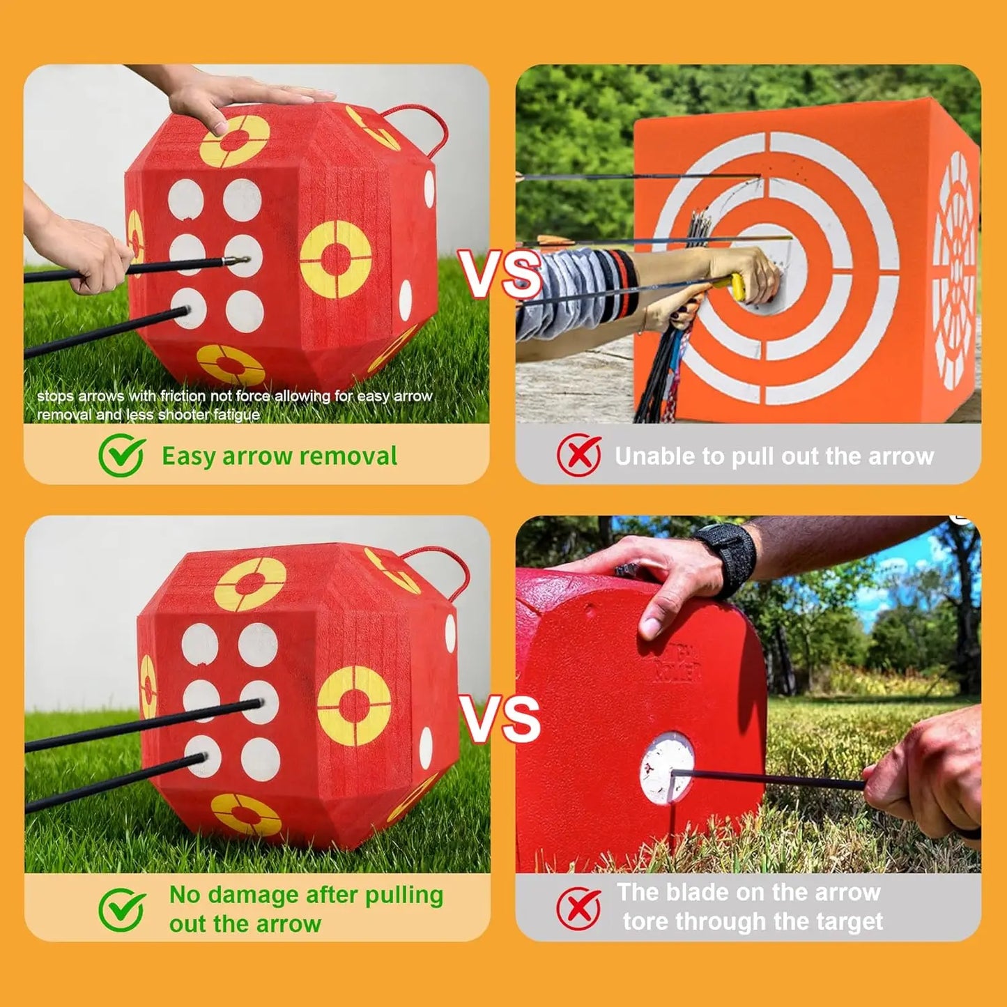 18-Sided Cube Archery Target 32 Bullseyes Portable Backyard Shooting for Broadheads Field Points Easy Arrow Removal Compound Youth Bows with Carrying Handle