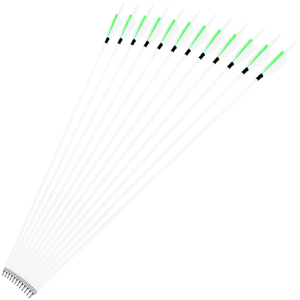 31.5" Archery Mixed Carbon Arrow SP500 3inch Turkey Feather Recurve Compound Bow Hunting Shooting Target Carbon Arrows,12pcs
