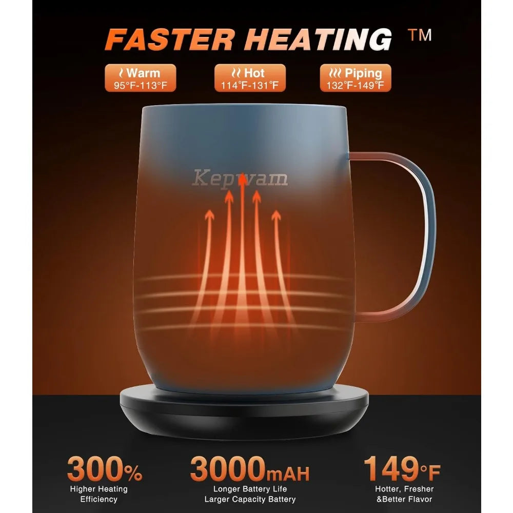 Self Heating Coffee Mug T2, 16oz Smart Heated Coffee Mug, 150 Min Battery Life - Hot up to 149℉ Mug, Gifts for Dad Mom (No APP)