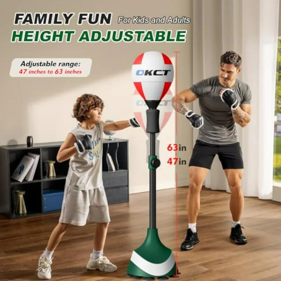 Punching Bag with Adjustable Hght Stand Thickened Steel Frame Reflex Boxing Ball for Home Gym Equipment Includes Floor Mat Glov