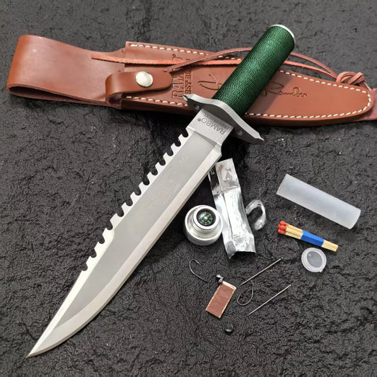 High-quality stainless steel fixed-blade outdoor knife: high-hardness, anti-slip handle, sheath included, multi-functional.