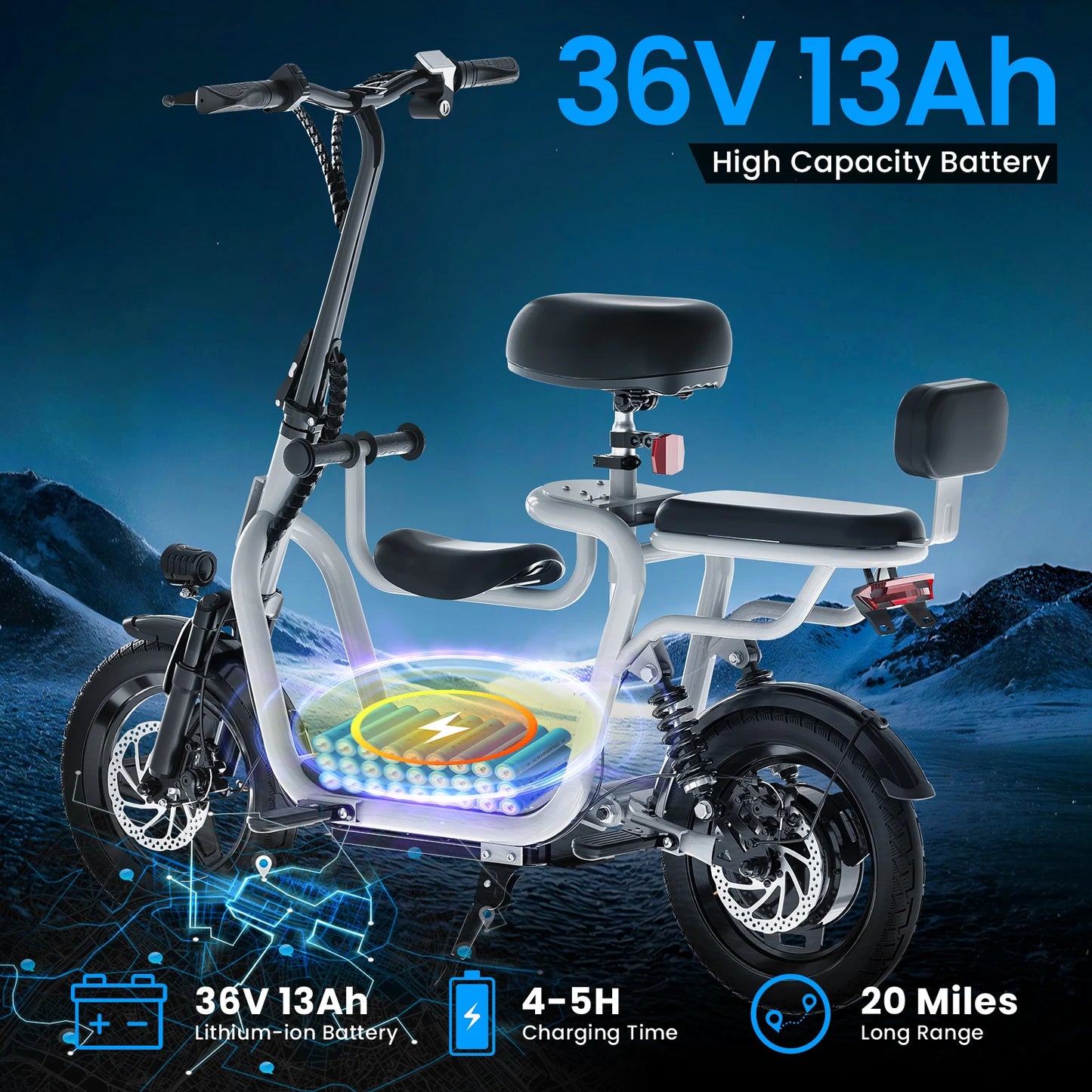 Electric Scooter with Seat for Adult,36V Electric Scooter with 500W Motor,20 Mile Range,17.4mph,e Scooters with Adjustable Seat