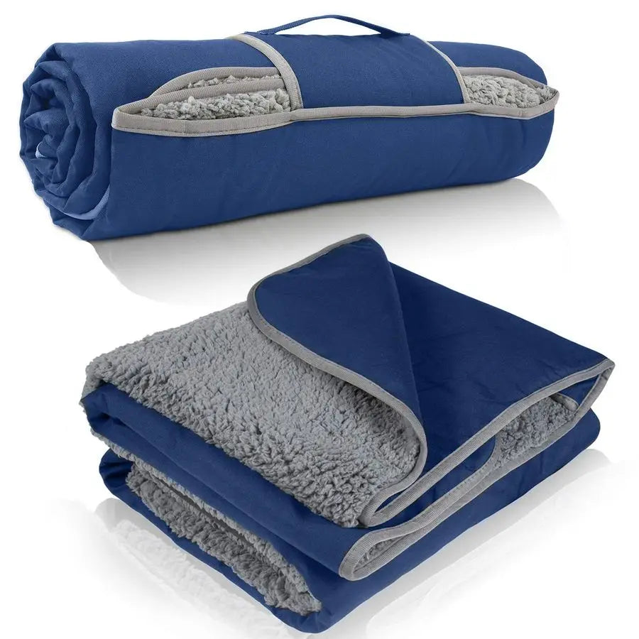 Waterproof Outdoor Blanket with Sherpa Lining, Windproof Triple Layers Warm Comfy Foldable for Camping Stadium, Beach, Picnic, G