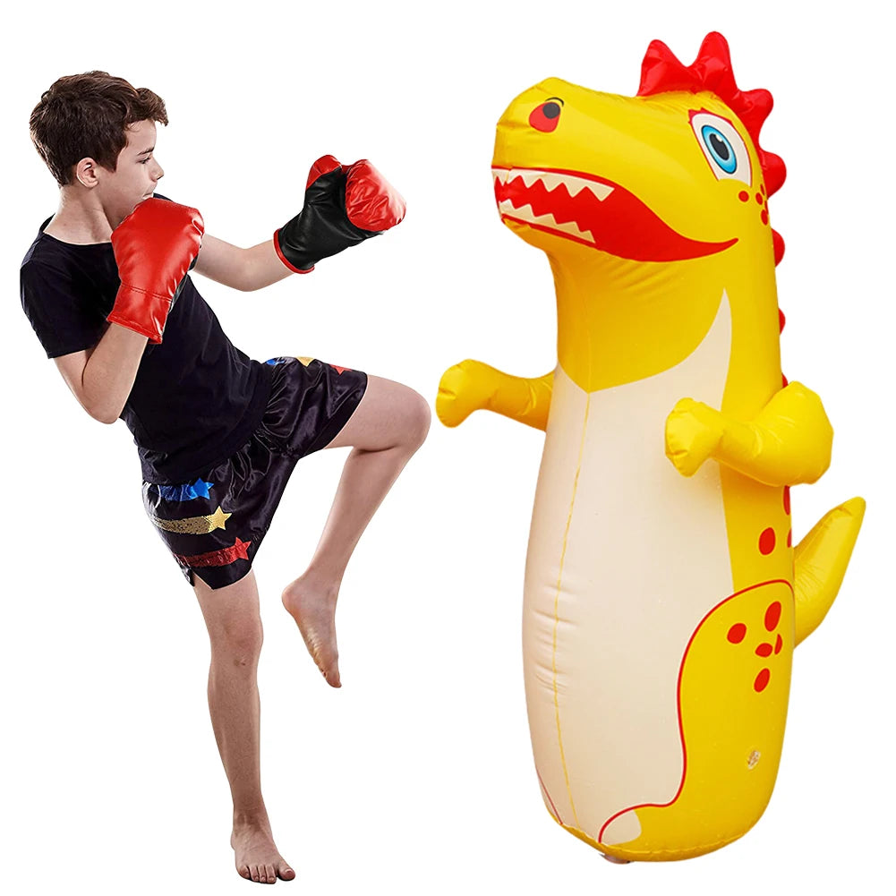 Inflatable Punching Bag Leakproof Inflatable Dinosaur  Tumbler Punching Bag PVC Tumbler Sandbag for Karate Taekwondo MMA
