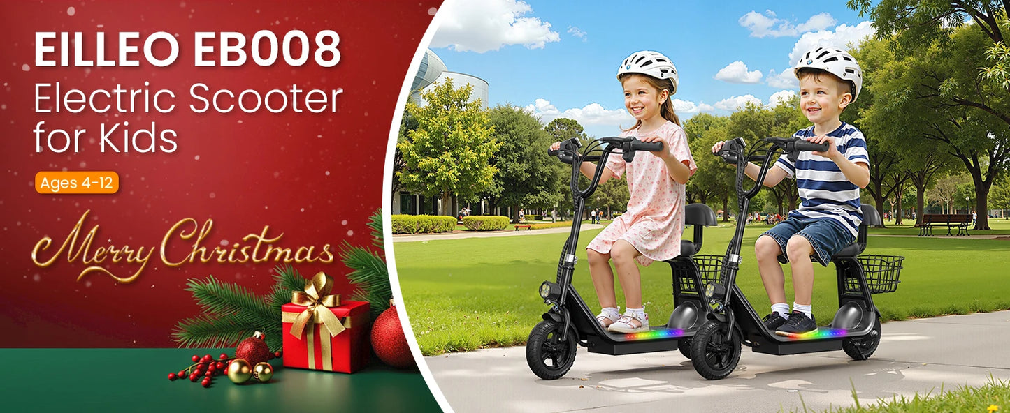 Spacewalk 36V Kids Electric Scooter with Seat,250W Peak Motor,6.2 Miles 11MPH,Foldable Electric Scooter for Kids with 8" Tires