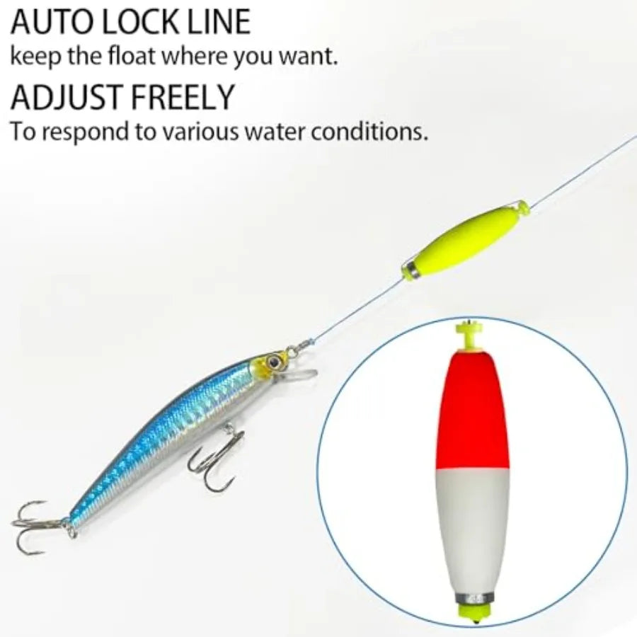 Fishing Bobbers Floats Set Weighted Foam Snap on Float for Catfish Fishing Push Button Spring Fishing Floats Assortment in Mult