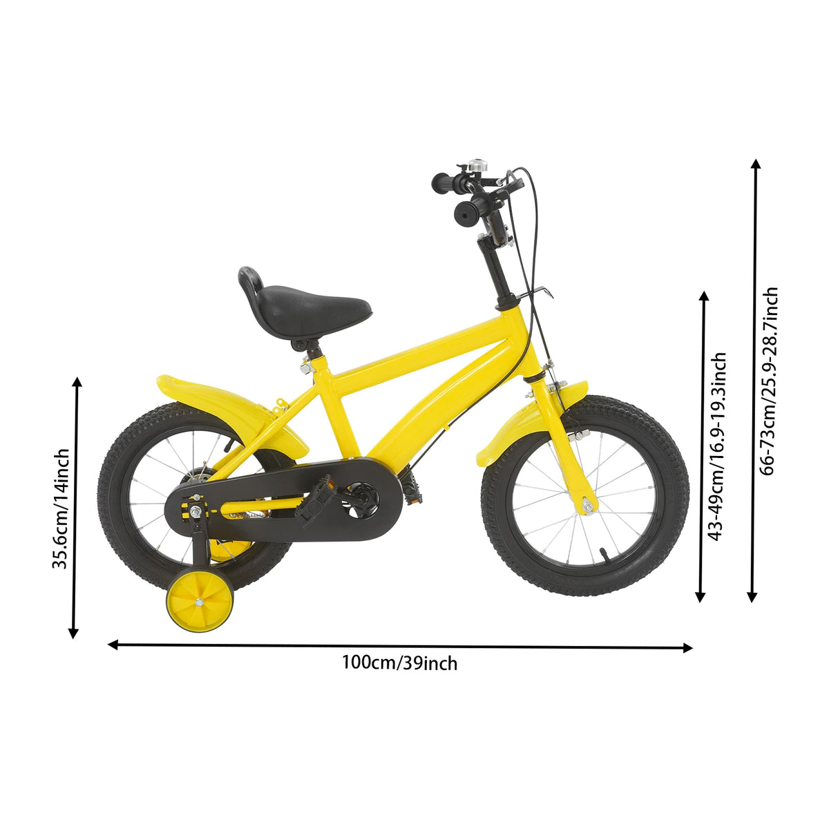 14 Inch Kids Bike w/ Training Wheels, Adjustable Seat Height Dual Brakes Children's Bicycle Kids Learning Bicycle for Boys Girls