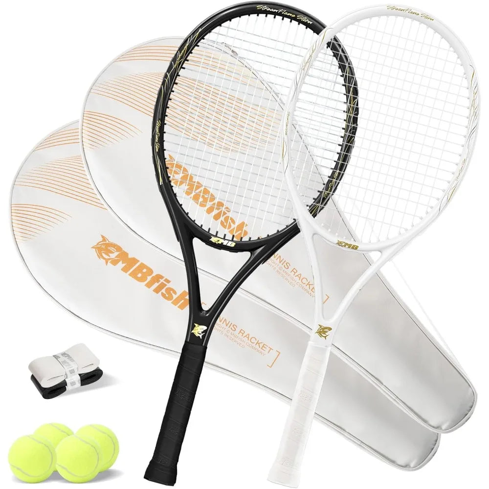 Tennis Rackets - Super Value Set with Pre-Strung, Comfortable Handle, 27'' Tennis Racquet for Beginner, Includes 4
