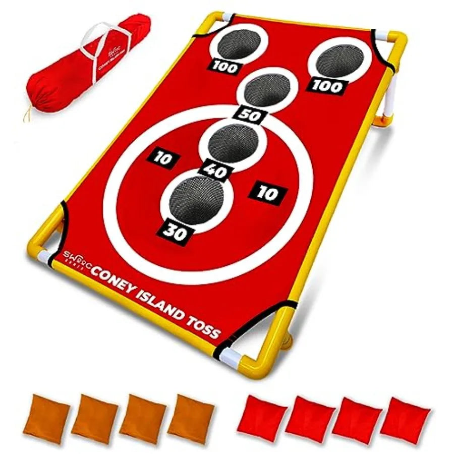 Games - Coney Island Toss™ - Arcade Style Cornhole Board Set w/Carrying Case and 15+ Games - Corn Hole Games for Adults - Bean