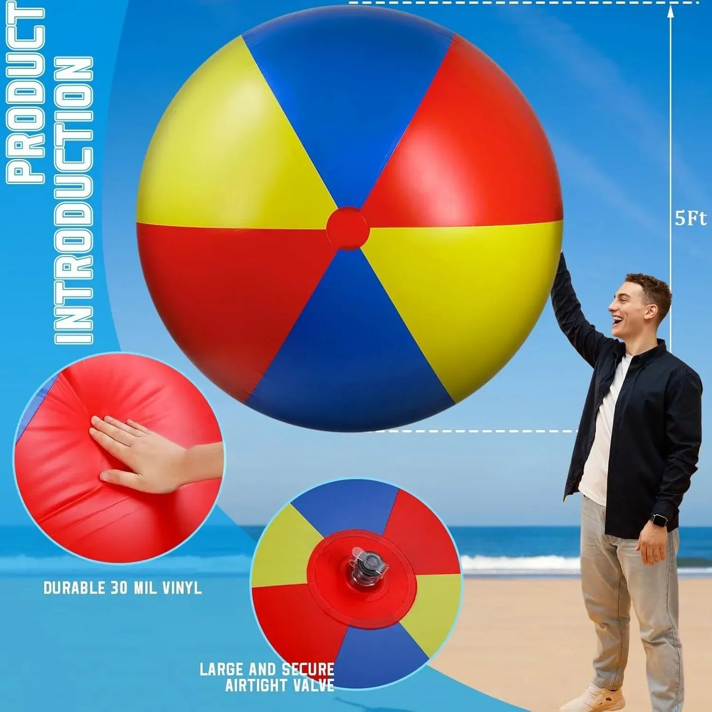 Large Beach Balls PVC Inflatable Outdoor Game Props Water Tosses Lawn Toys School Party Balloons 70-200cm Rose Beach balls Toys