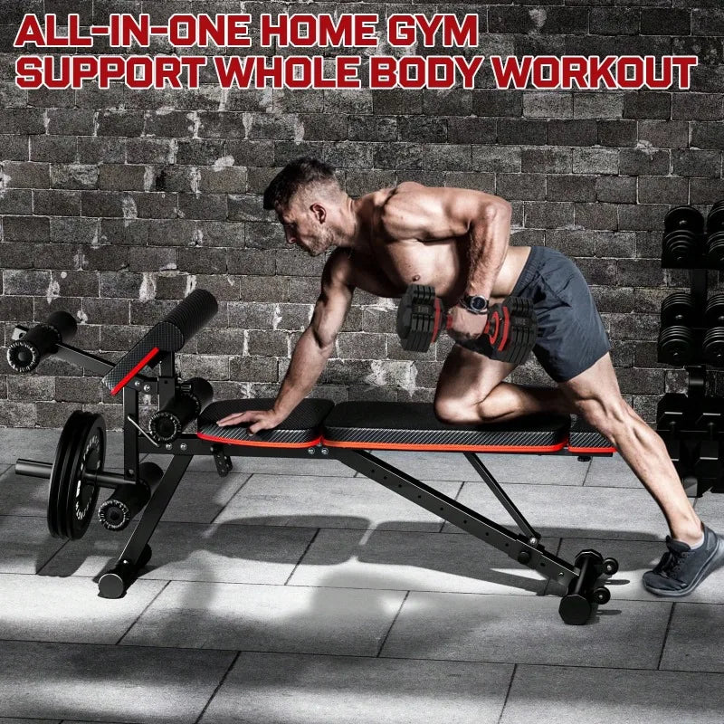 Large Fitness Equipment Built-In Transportation Wheel 10 Positions Adjustable Weight Bench