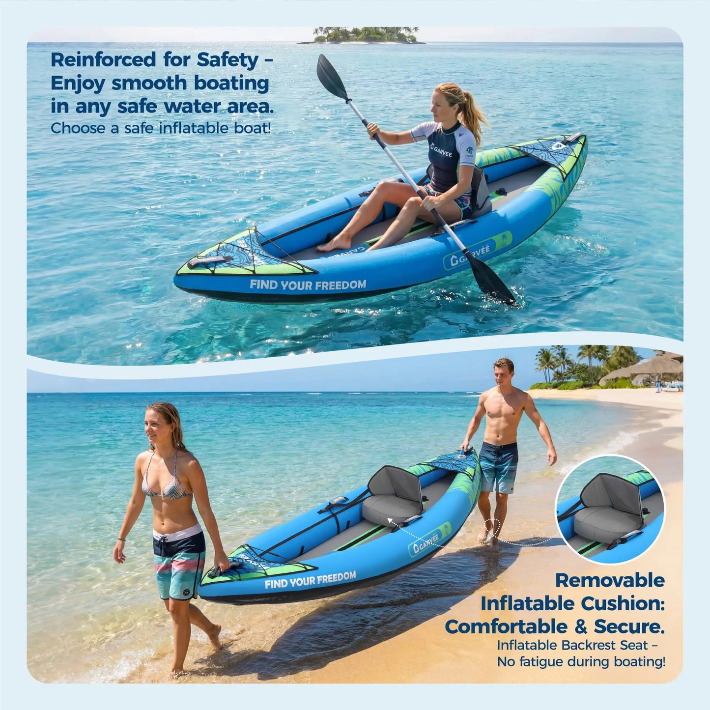 2 Person Inflatable Kayak Portable Fishing Touring Boat Heavy Duty Canoe With Seat Paddles Pump Outdoor Water Sports
