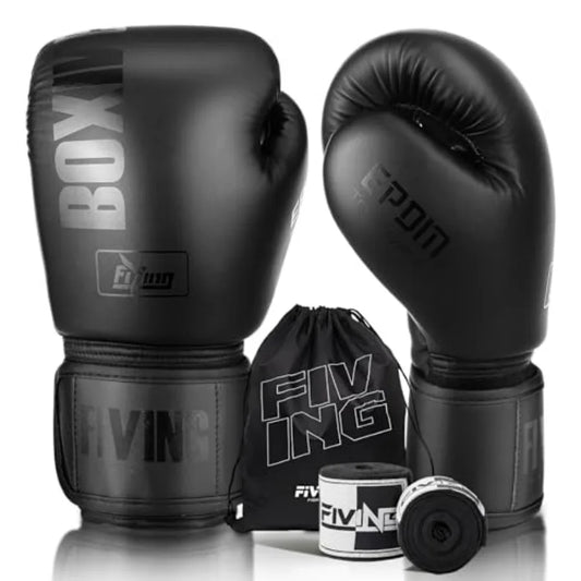Boxing Gloves with Hand Wraps for Men and Women, Kickboxing, Mixed Martial Arts, Muay Thai, MMA, Heavy Bag Training