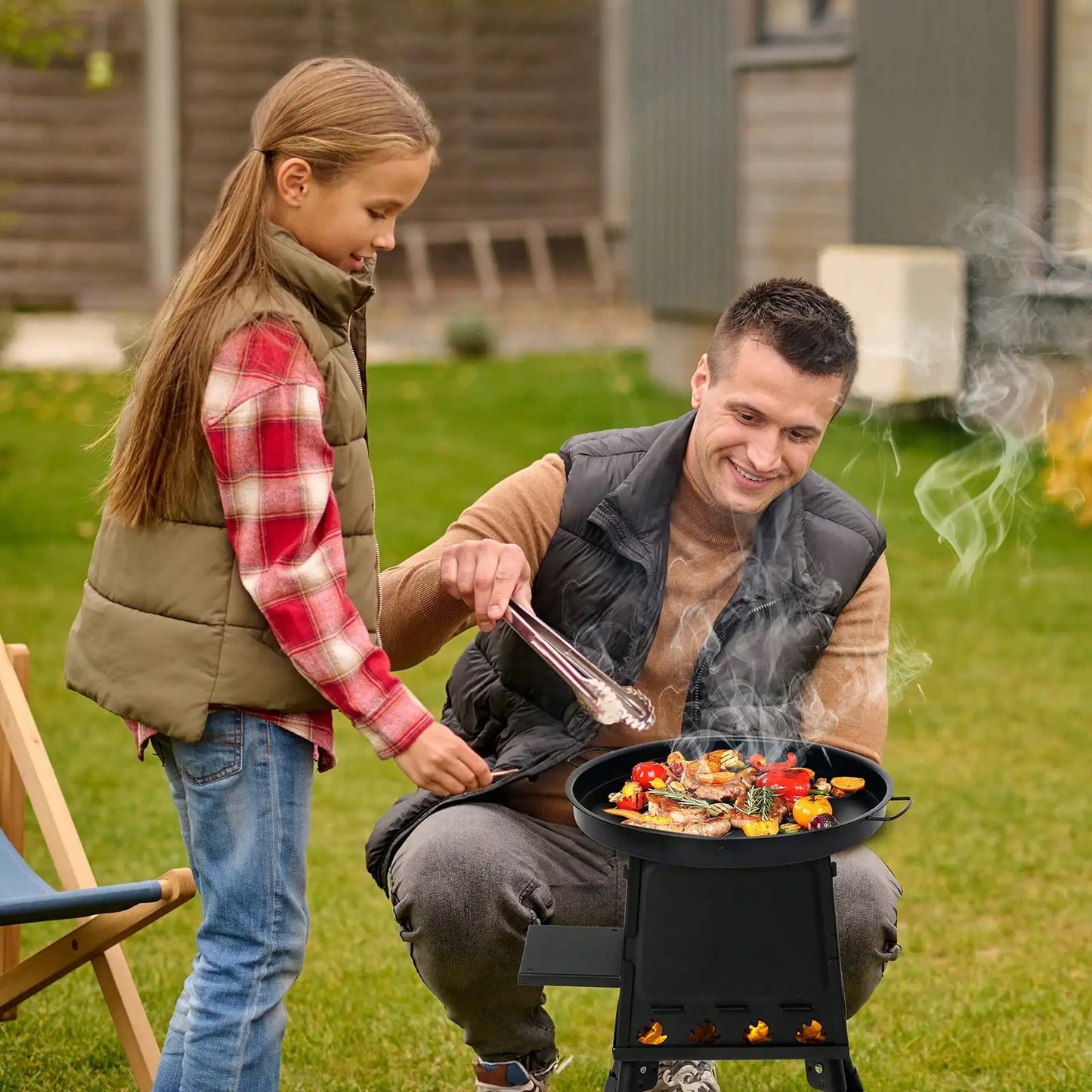 Portable 27x27x34cm wood burning camping stove, suitable for outdoor cooking, heating, suitable for winter