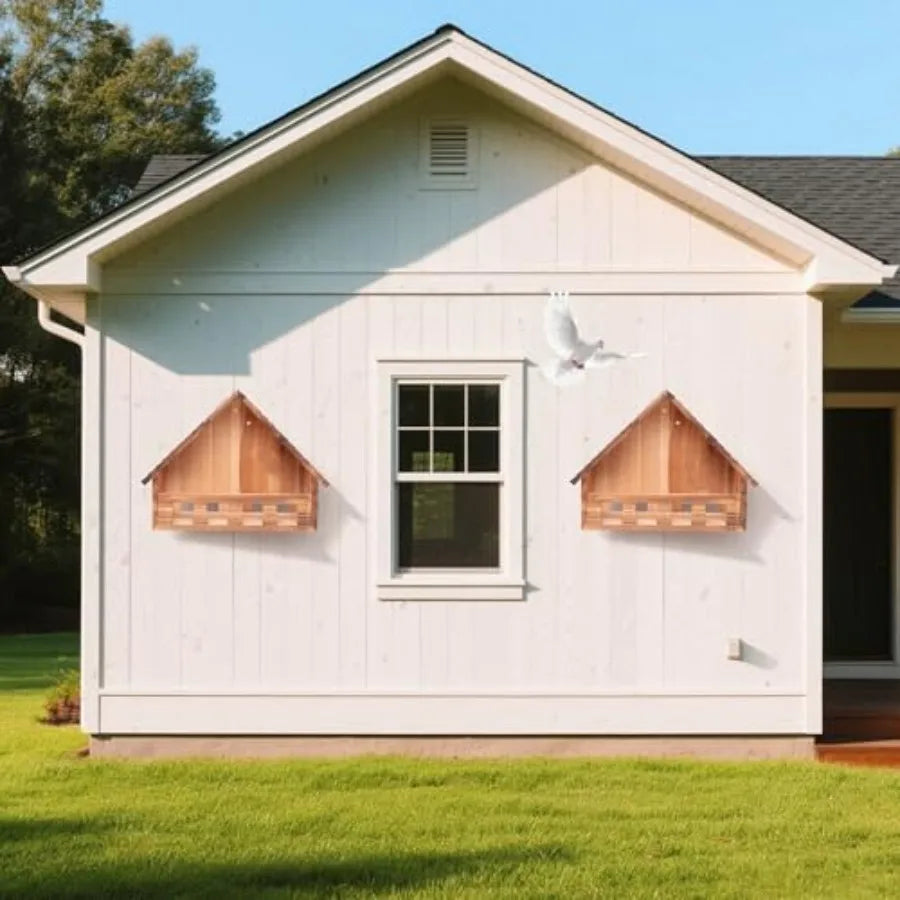 Outdoor cedar nesting box for doves and small birds carbonized finish natural wood color weather-resistant and eco-friendly