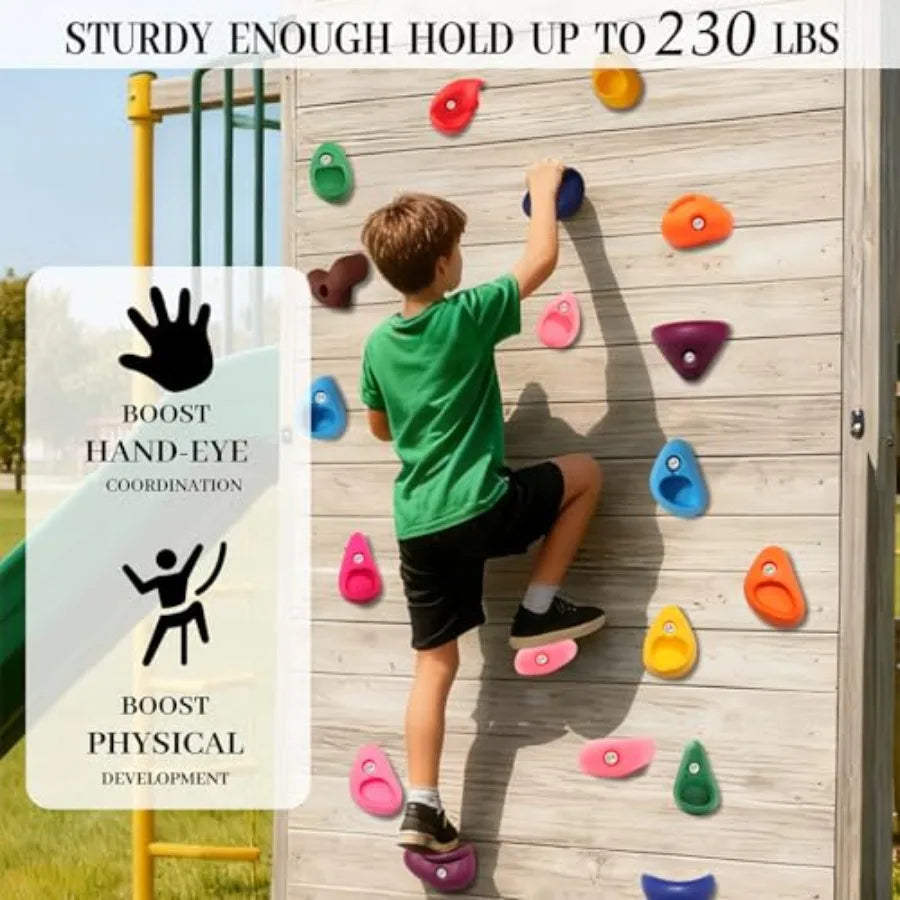 32 PCS Rock Climbing Holds for Rock Climbing Wall Grips Climbing Rocks Wall Kit for Indoor and Outdoor Playground Play Set with