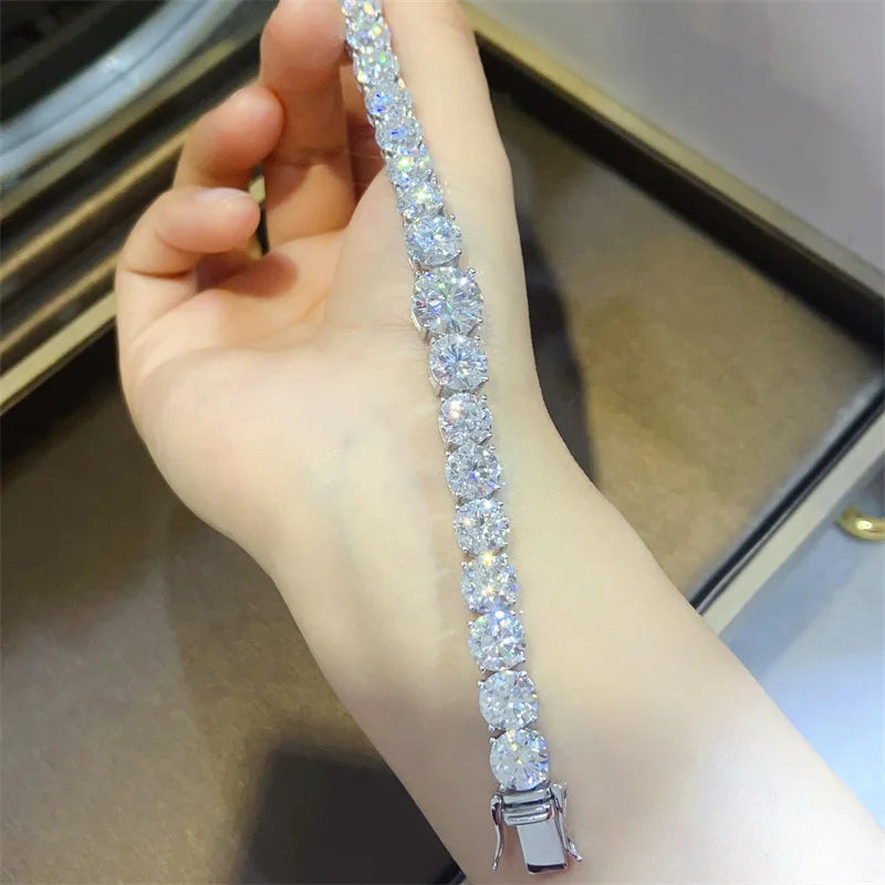 New large carat 925 pure silver white moissanite 5-carat tennis bracelet fashion jewelry gift Women's wedding jewelry
