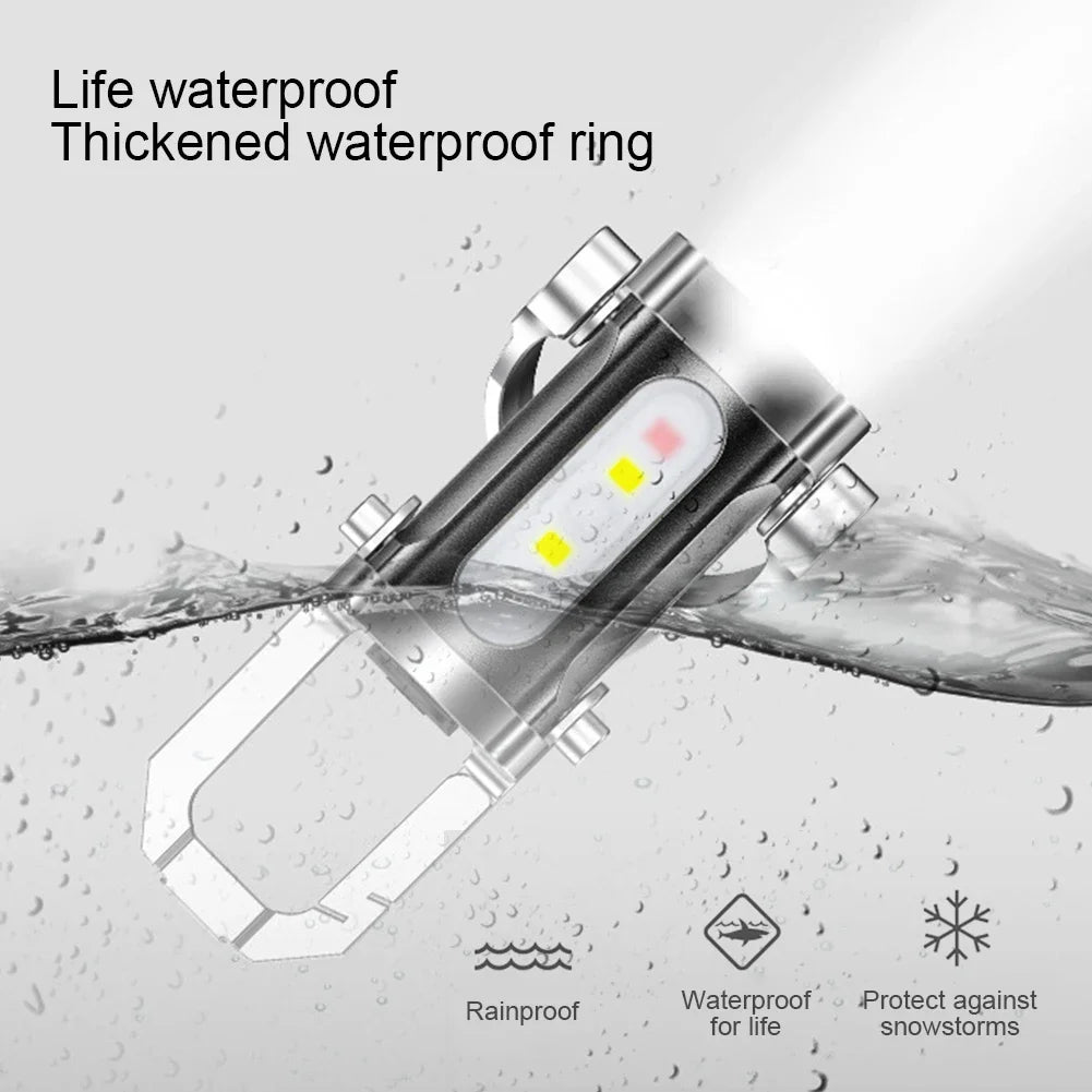 Powerful COB LED Flashlight Keychain USB Rechargeable Portable Hanging Torch Ultralight Camping Lamp Waterproof for Camping