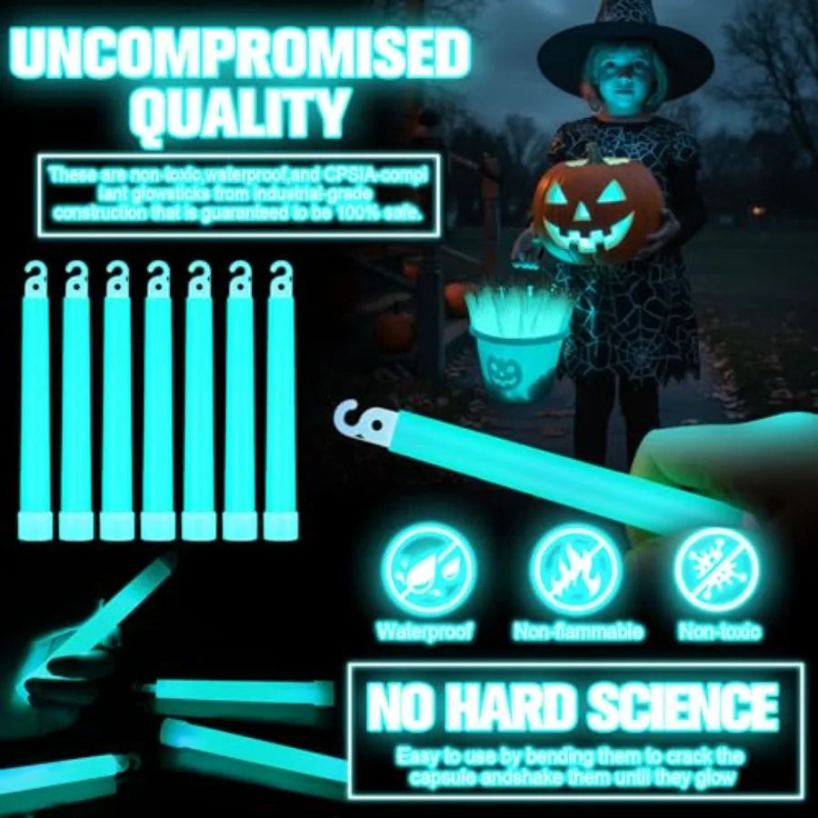Sotiff Pcs Bright 6 Inch Large Glow Sticks Bulk Emergency Glow in The Dark Sticks with 12 Hour Duration for Camping Hiking Outd