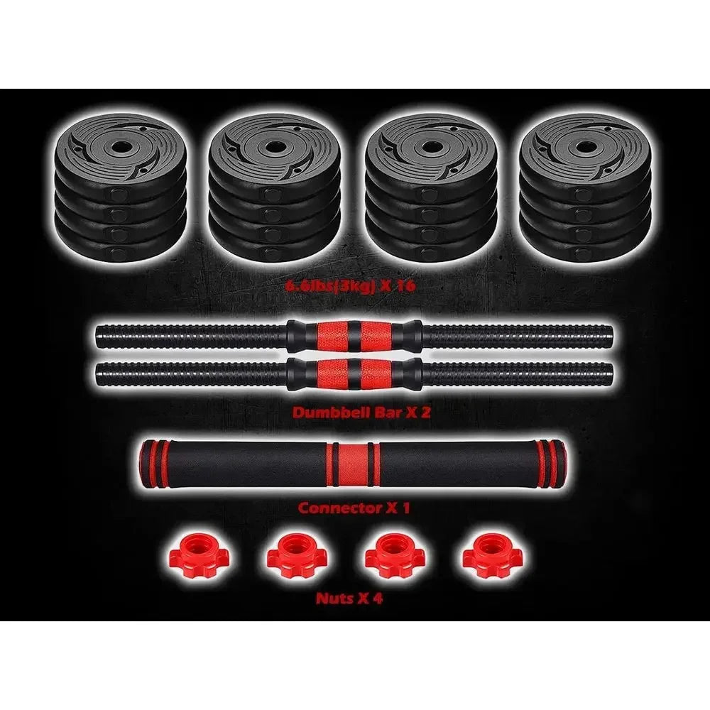 88-110 Lbs Adjustable Dumbbells Set with Contoured Rod, Ab Roller, and Home Gym Workout Equipment