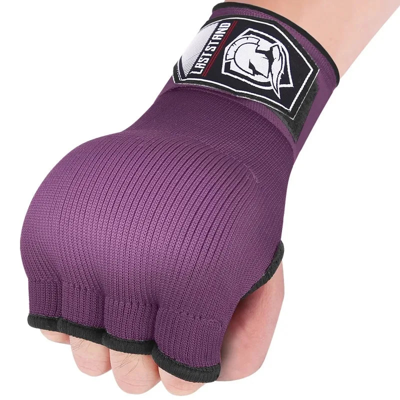 1 Pair Gel Boxing Hand Wrap Gloves Adjustable Half Finger Gloves Support with Long Wrist Strap MMA Boxing Hand Protective Gear