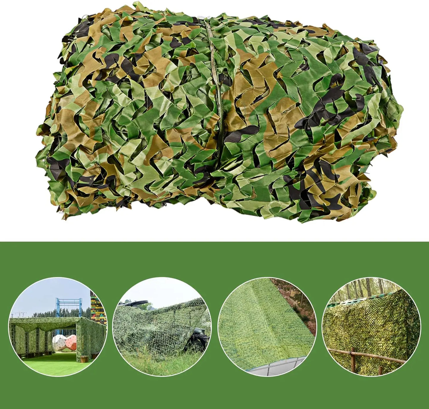Military Camouflage Net, 6x8m Netting for Hunting Blind, Double Stitched Edge, Lightweight Portable with Ropes